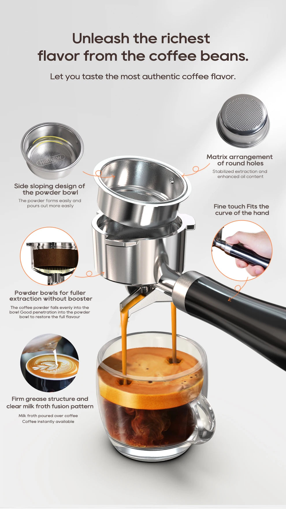 Cafetera Espresso HiBREW H10B 20 Bar Semiautomática Slim Frío y Caliente