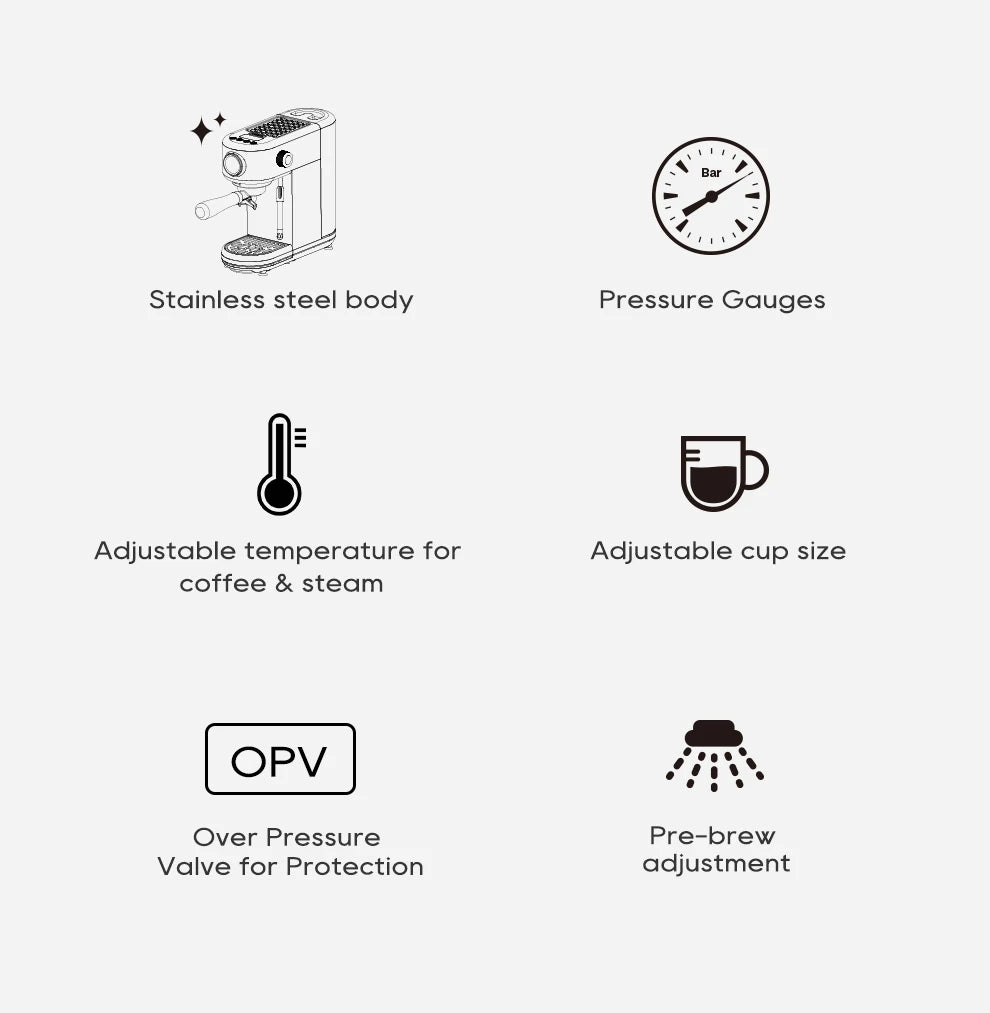 Cafetera Espresso HiBREW H10B 20 Bar Semiautomática Slim Frío y Caliente