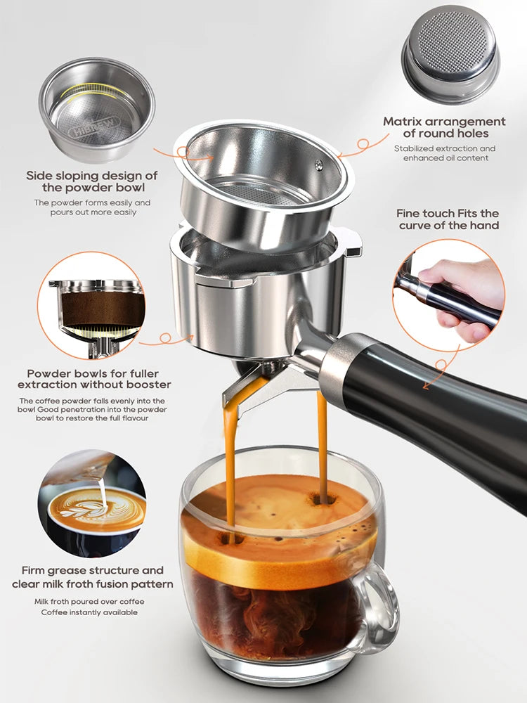 Cafetera Espresso HiBREW H10B 20 Bar Semiautomática Slim Frío y Caliente
