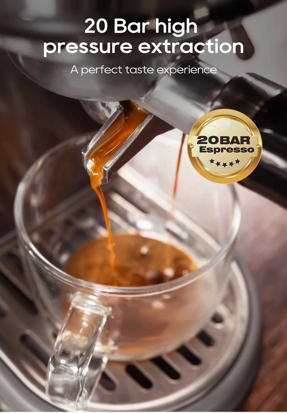 Cafetera Espresso HiBREW H10B 20 Bar Semiautomática Slim Frío y Caliente