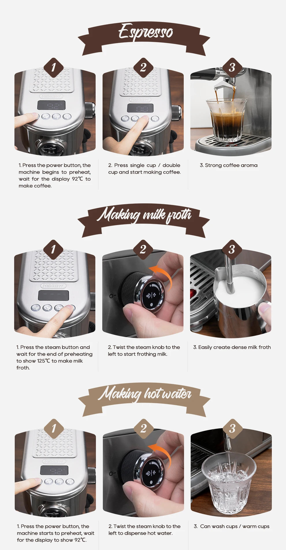 Cafetera Espresso HiBREW H10B 20 Bar Semiautomática Slim Frío y Caliente