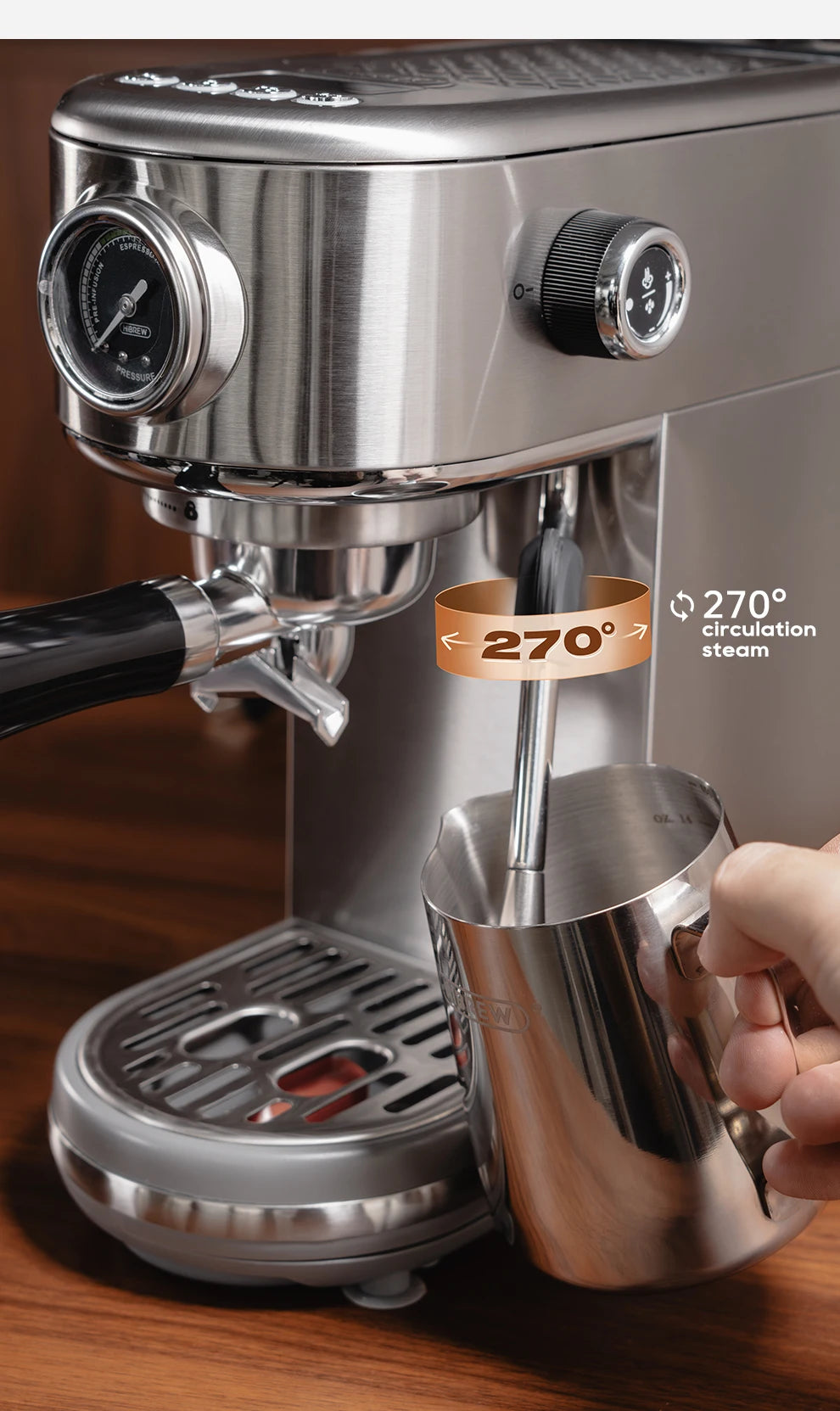Cafetera Espresso HiBREW H10B 20 Bar Semiautomática Slim Frío y Caliente