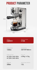 Cafetera Espresso HiBREW H10B 20 Bar Semiautomática Slim Frío y Caliente