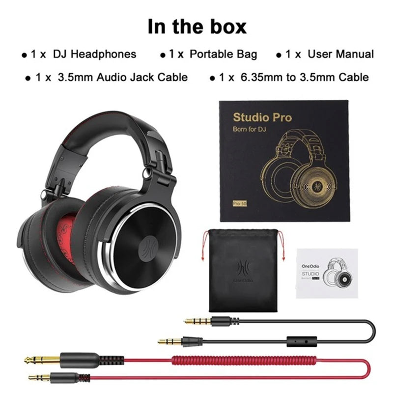 Auriculares OneOdio Pro 50 DJ HiFi con Cable y Micrófono Over Ear