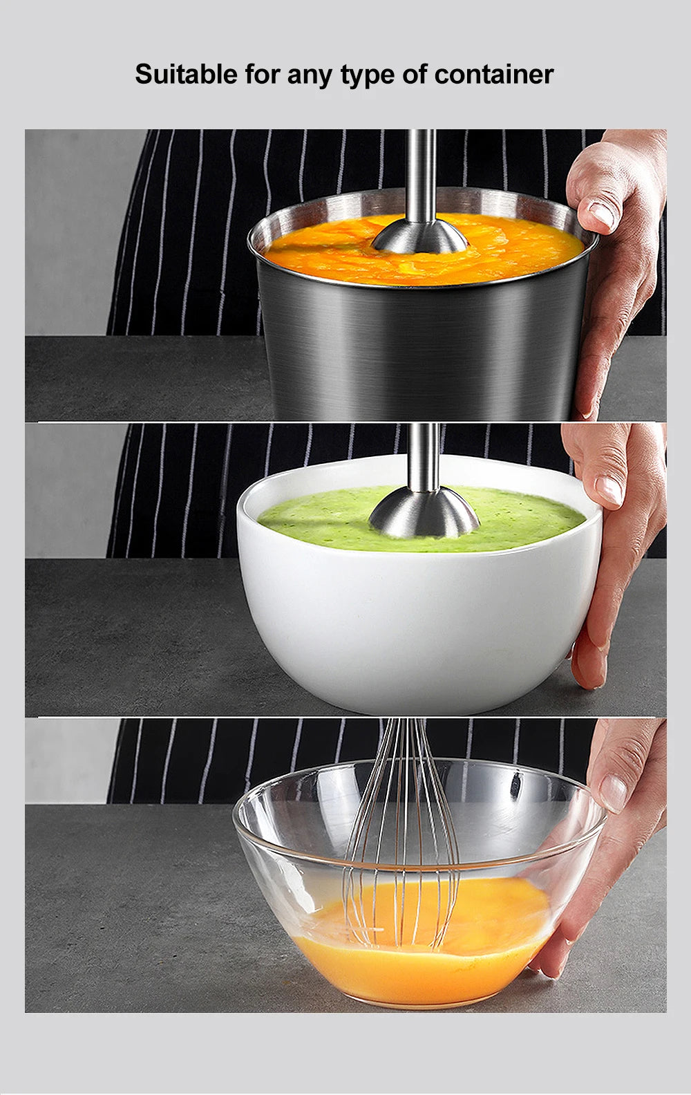 Batidora de Mano BioloMix 4 en 1 1200W con Picadora y Vaso Smoothie