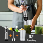 Batidora de Mano BioloMix 4 en 1 1200W con Picadora y Vaso Smoothie