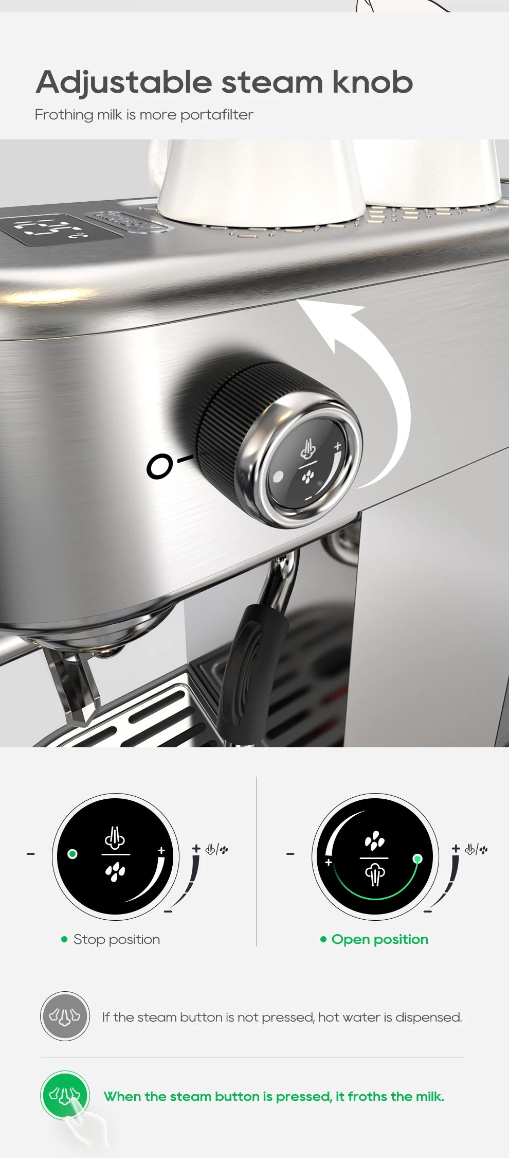Cafetera Espresso HiBREW H10B 20 Bar Semiautomática Slim Frío y Caliente