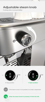 Cafetera Espresso HiBREW H10B 20 Bar Semiautomática Slim Frío y Caliente