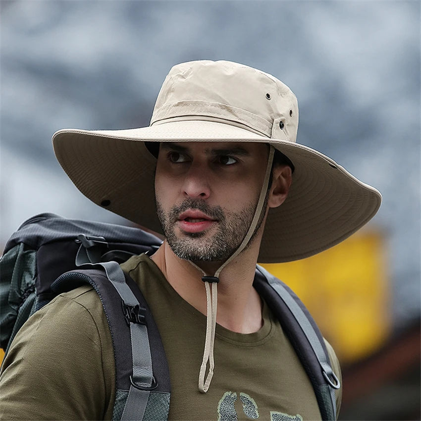 Sombrero Bucket Verano Hombre Ala Ancha Transpirable Anti UV Outdoor