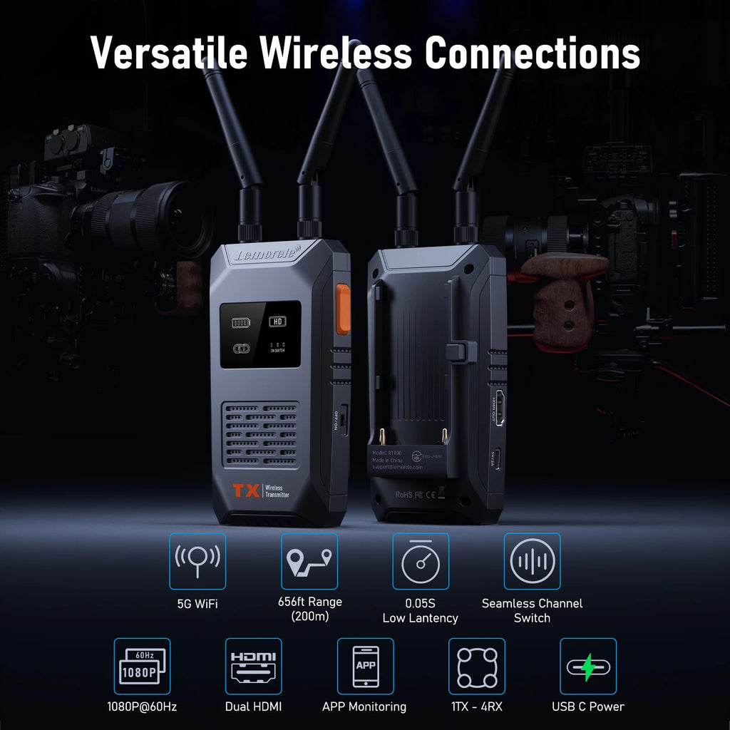 Transmisor HDMI Inalámbrico Lemorele 5G 1080P 200M Baja Latencia