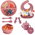 Set de Alimentación para Bebé Silicona Sin BPA con Plato Ventosa y Vaso