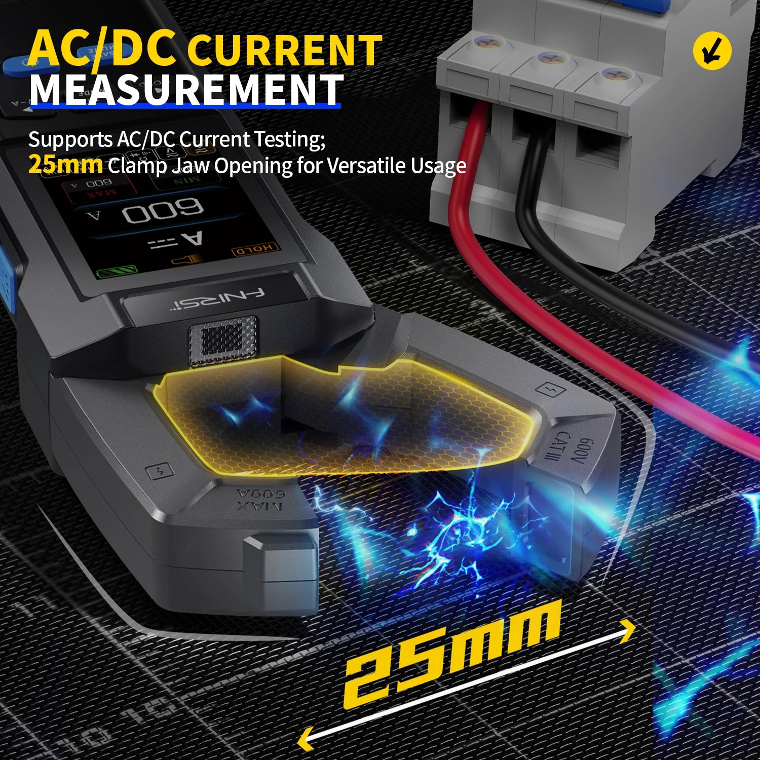 Pinza Amperimétrica FNIRSI DMC-100 Multímetro Digital 600A Recargable