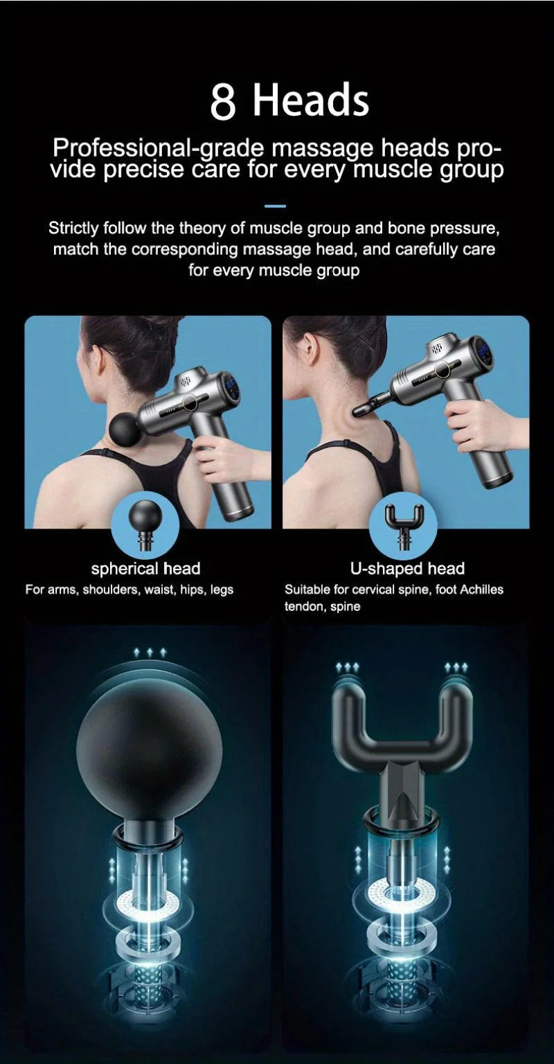 Pistola de Masaje Muscular Portátil Fascia Gun Vibración Relajación Profunda