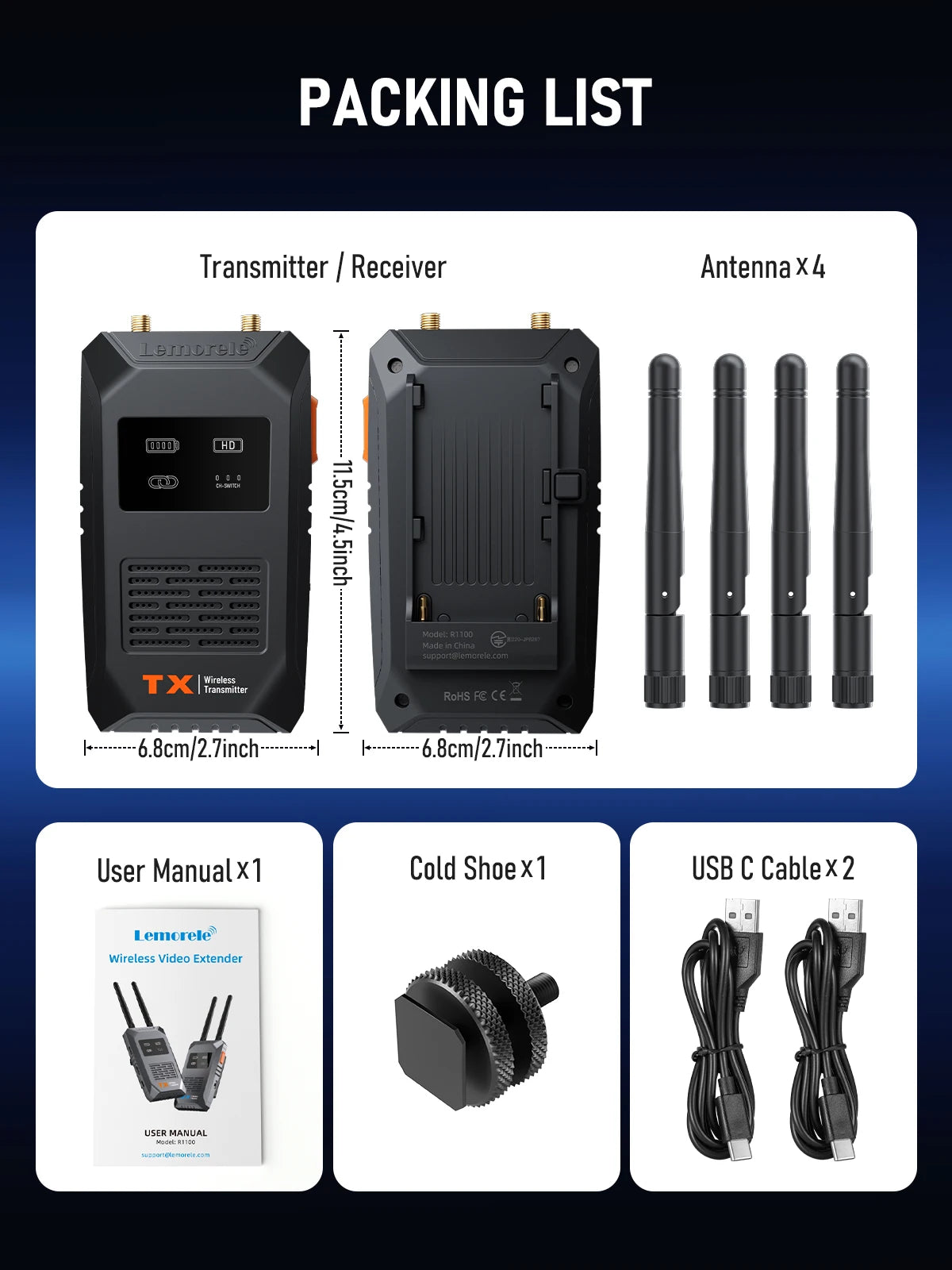 Transmisor HDMI Inalámbrico Lemorele 5G 1080P 200M Baja Latencia
