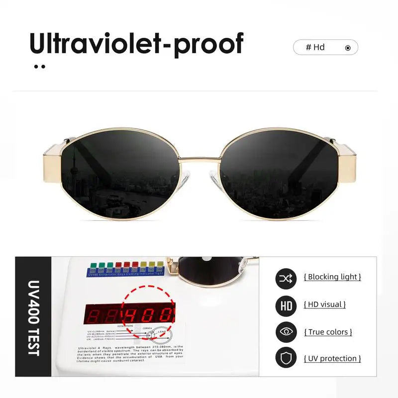 Gafas de Sol Steampunk Ovaladas Vintage Mujer UV400 Metal Retro