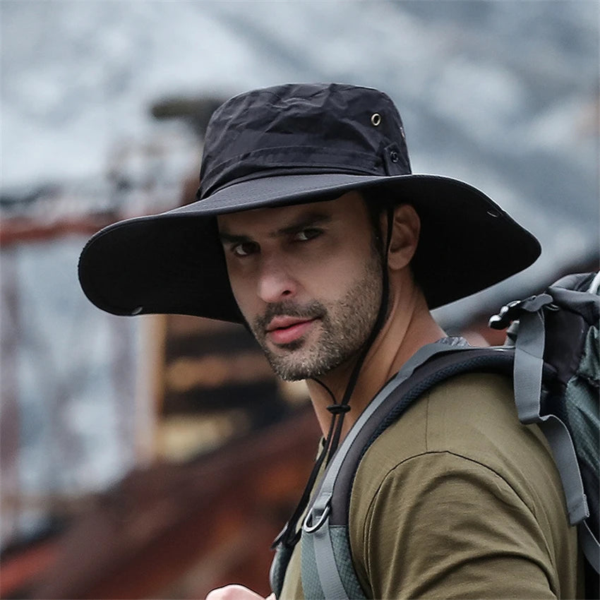 Sombrero Bucket Verano Hombre Ala Ancha Transpirable Anti UV Outdoor