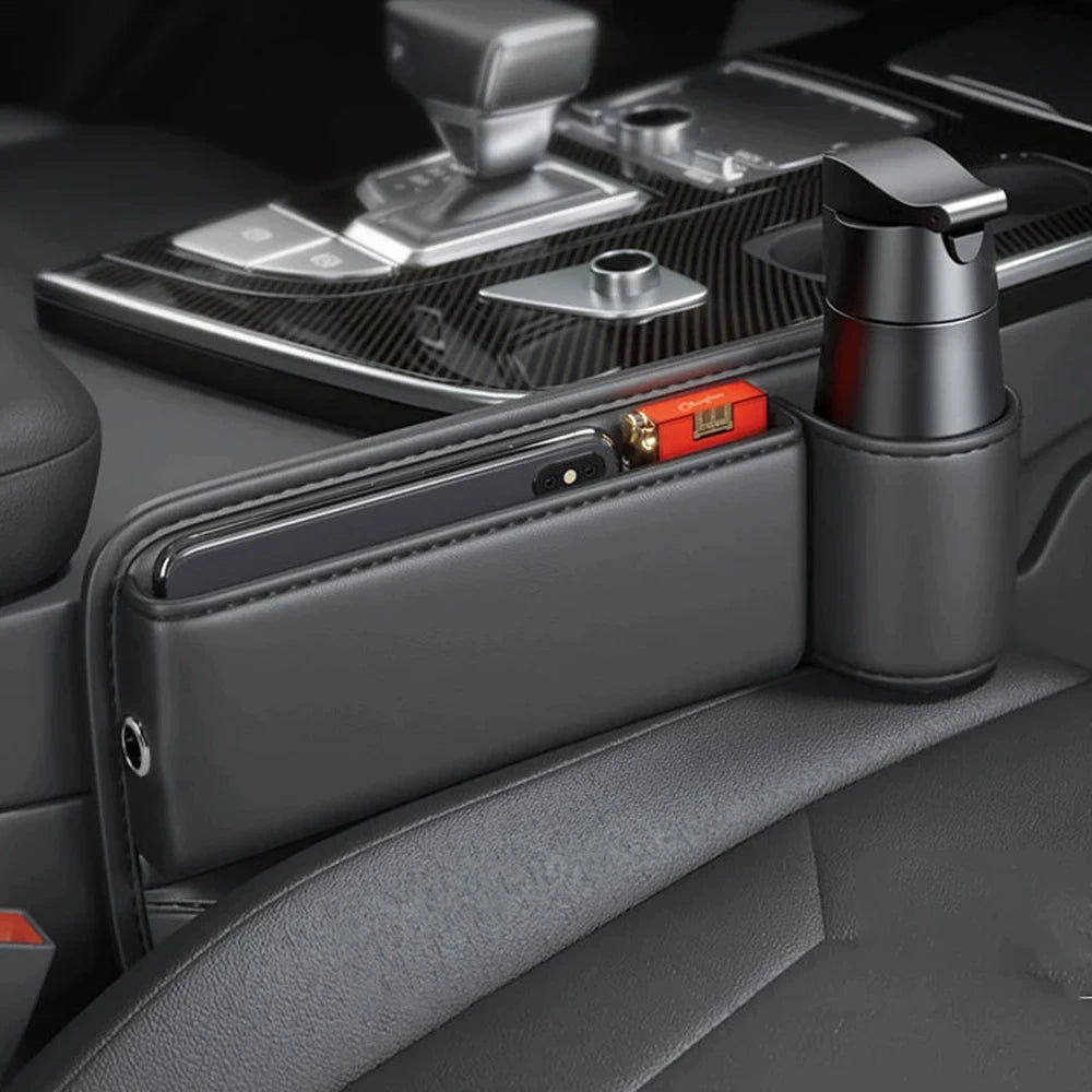 Organizador de Hueco para Asiento con Portavasos Cuero Universal Coche