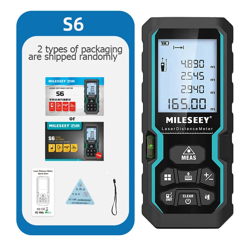 Medidor Láser MILESEEY S6 40-80M Distanciómetro Digital IP54