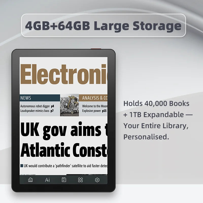 Ebook Reader Bigme B6 6” E-Ink Android 14 4GB+64GB con Luz Ajustable