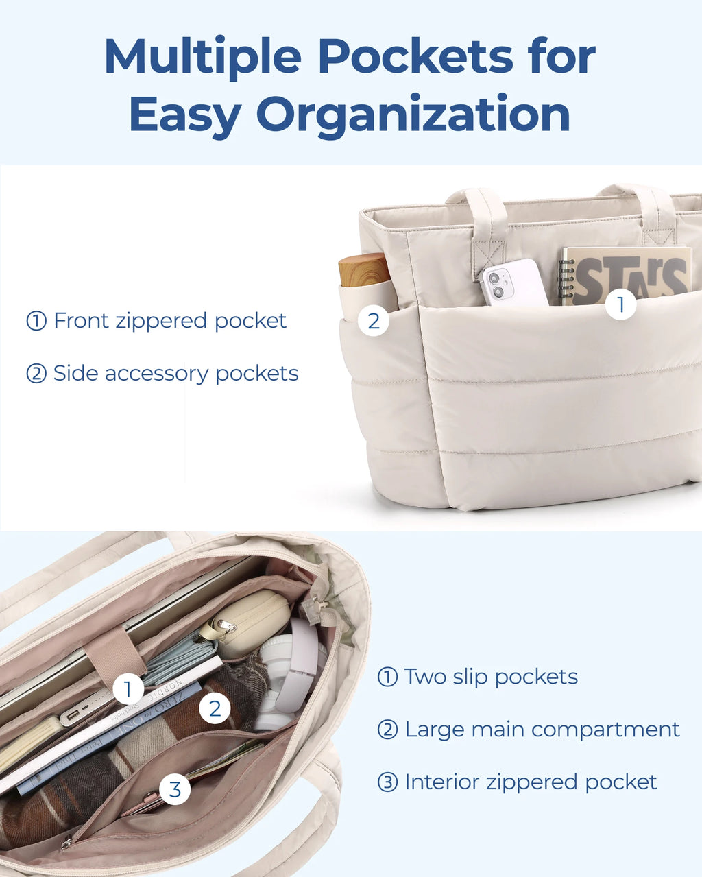 Bolso Tote Mujer Gran Capacidad Versátil para Trabajo y Diario