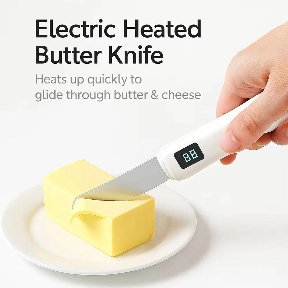 Cuchillo Eléctrico para Mantequilla Caliente Recargable USB Acero Inoxidable