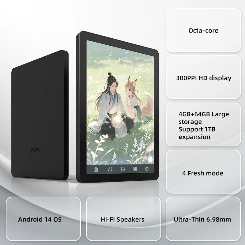 Ebook Reader Bigme B6 6” E-Ink Android 14 4GB+64GB con Luz Ajustable