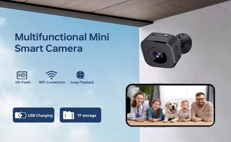 Cámara de Seguridad WiFi HD Mini Visión Nocturna Color Detección Movimiento