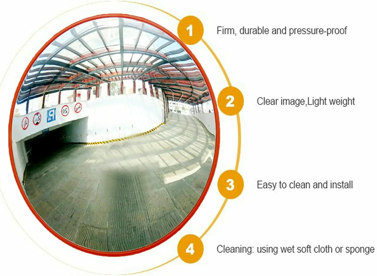 Espejo Convexo de Seguridad 130° para Tráfico y Parking con Soporte