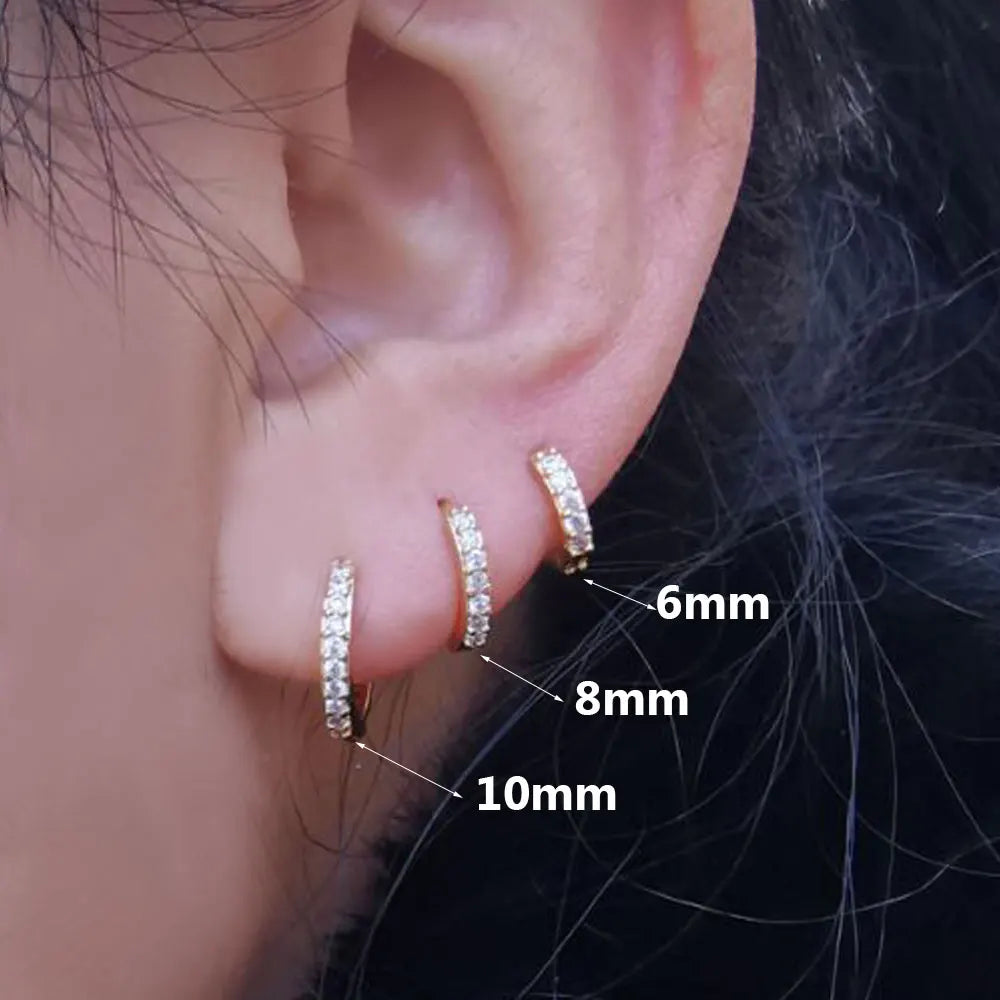 Pendientes Huggie Acero Inoxidable con Circonita Mini Aros Cartílago