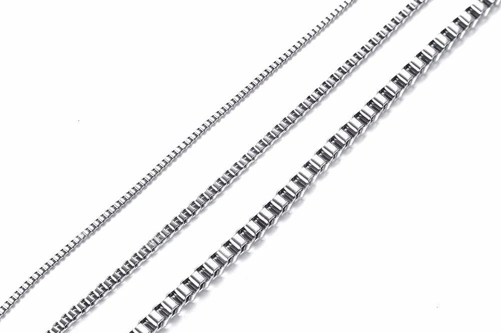 Cadena Fina de Acero Inoxidable 2MM Unisex Estilo Box Chain