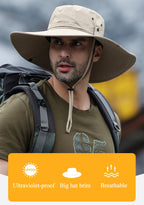 Sombrero Bucket Verano Hombre Ala Ancha Transpirable Anti UV Outdoor