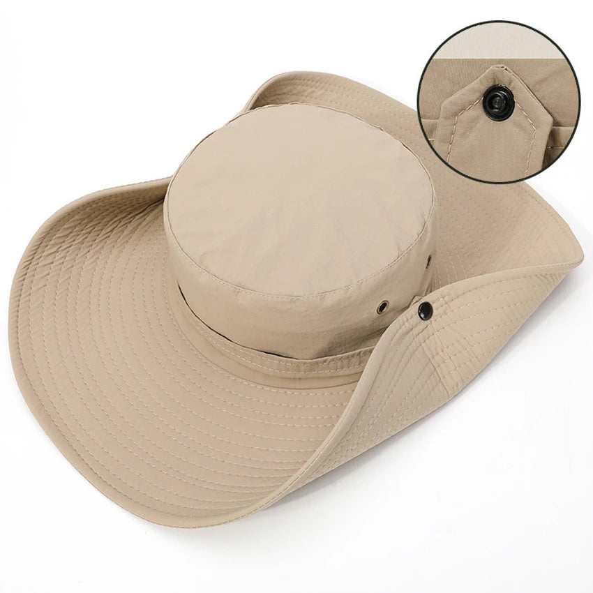 Sombrero Bucket Verano Hombre Ala Ancha Transpirable Anti UV Outdoor