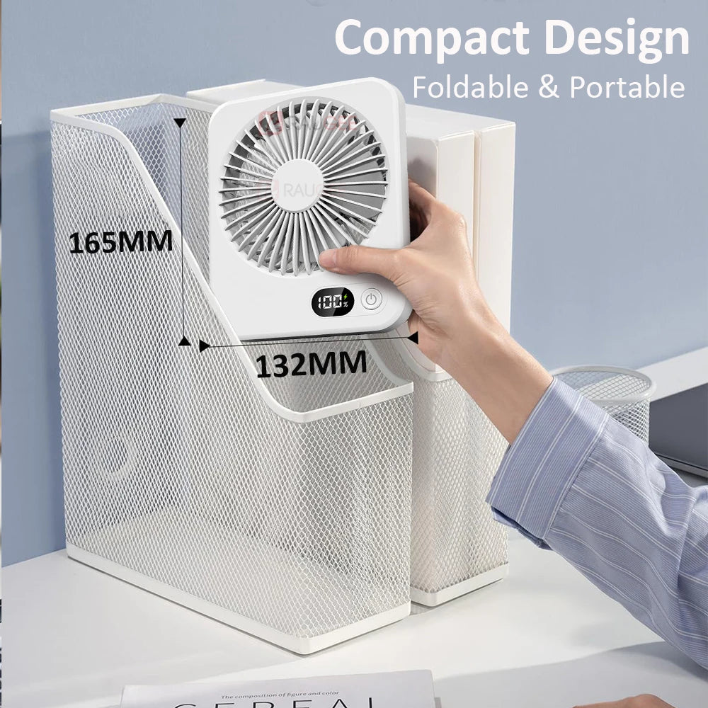 Ventilador Portátil Mini Plegable USB con 5 Velocidades para Escritorio y Pared