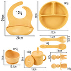 Set de Alimentación para Bebé Silicona Sin BPA con Plato Ventosa y Vaso