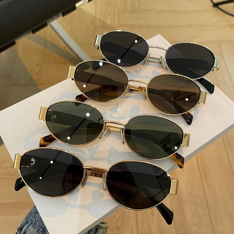 Gafas de Sol Steampunk Ovaladas Vintage Mujer UV400 Metal Retro