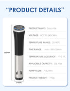 Cocinador Sous Vide Wancle 1100W Circulador de Inmersión con Pantalla LCD
