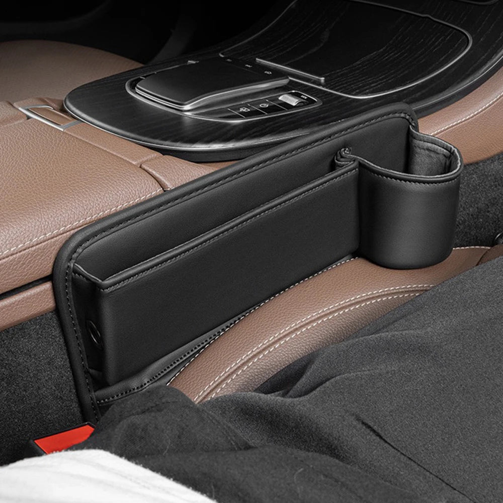 Organizador de Hueco para Asiento con Portavasos Cuero Universal Coche