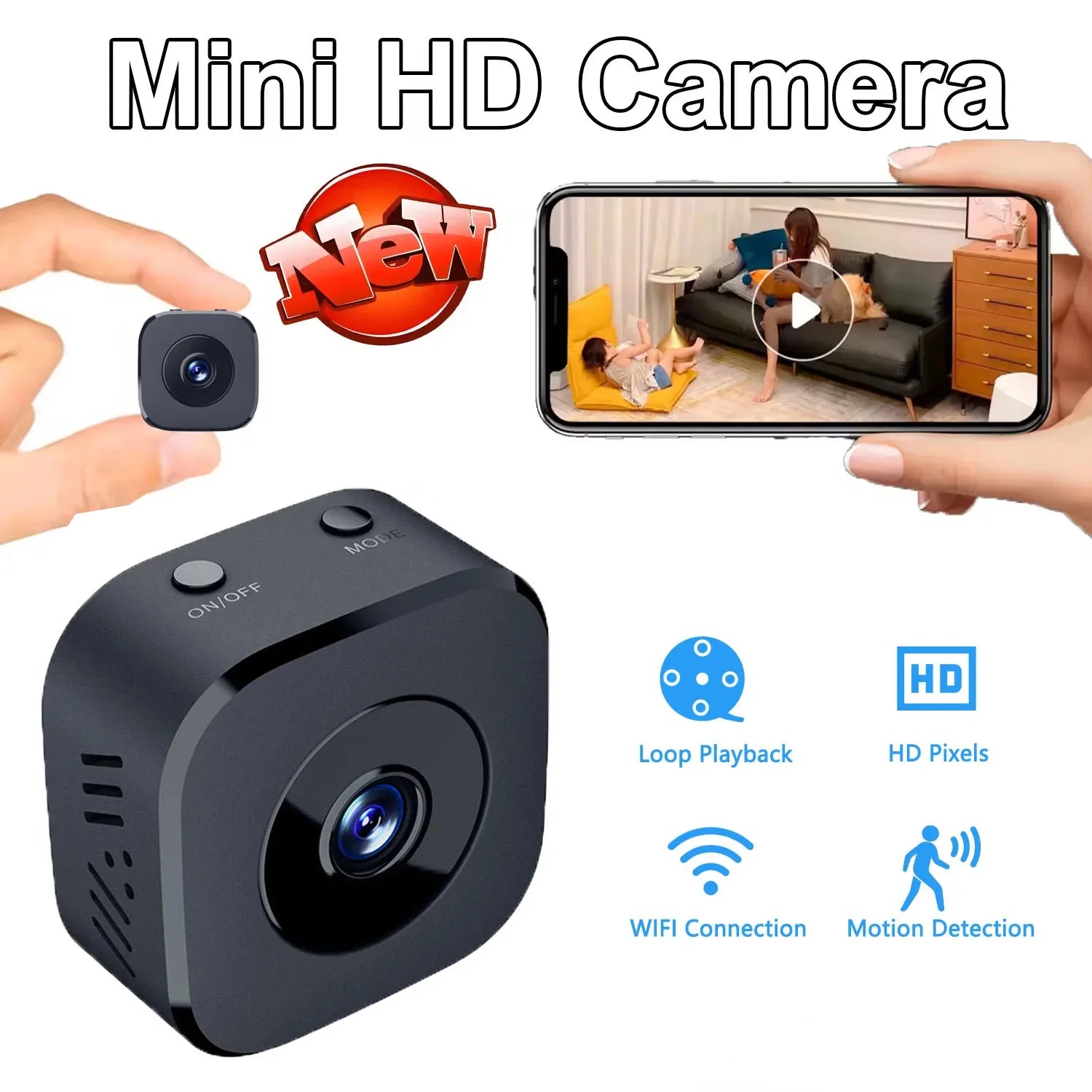 Cámara de Seguridad WiFi HD Mini Visión Nocturna Color Detección Movimiento