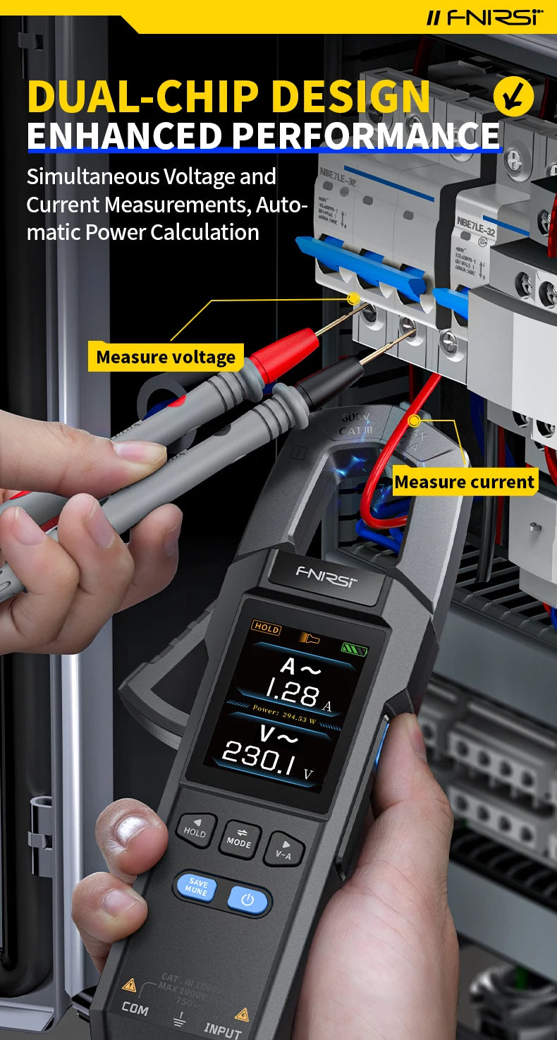 Pinza Amperimétrica FNIRSI DMC-100 Multímetro Digital 600A Recargable