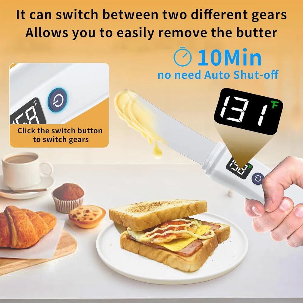 Cuchillo Eléctrico para Mantequilla Caliente Recargable USB Acero Inoxidable