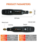 Mini Taladro Eléctrico USB Inalámbrico Herramienta Rotativa para Grabado