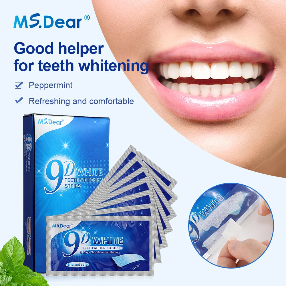Tiras Blanqueadoras Dentales 9D Gel Efecto Blanco Higiene Oral