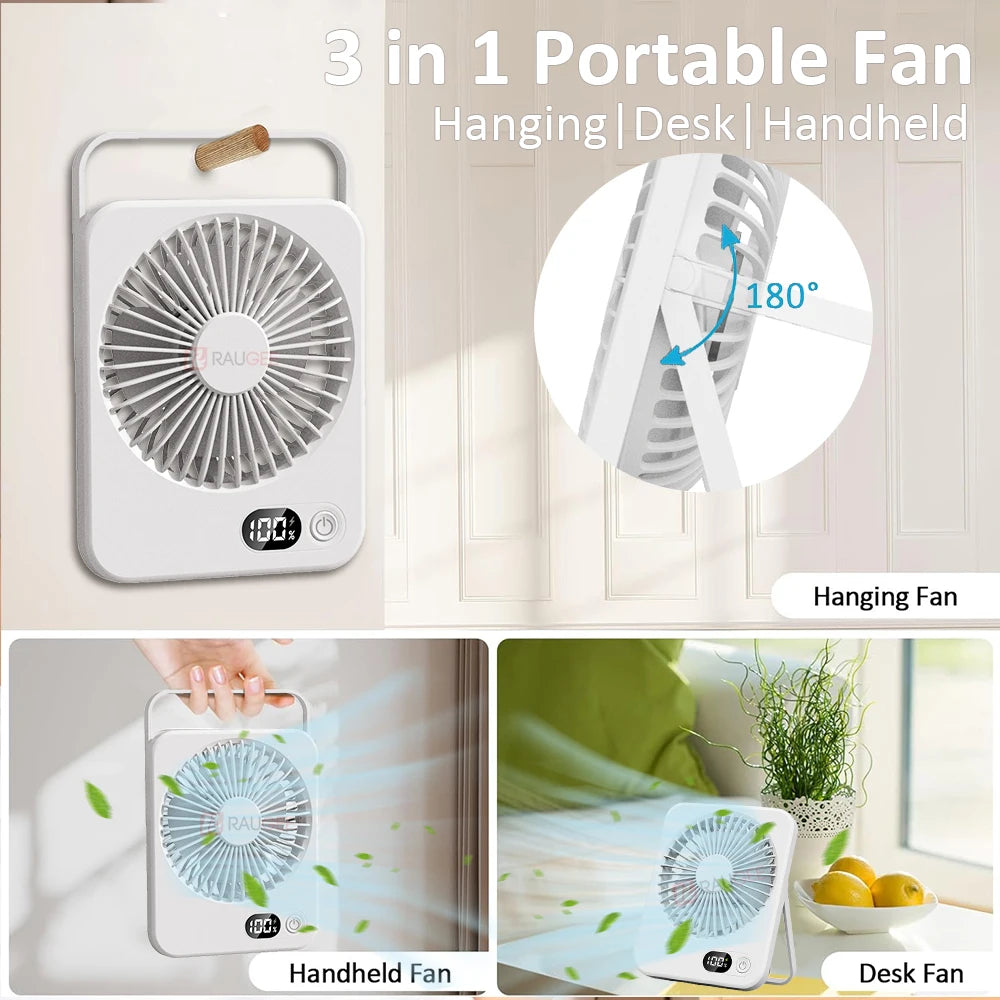 Ventilador Portátil Mini Plegable USB con 5 Velocidades para Escritorio y Pared