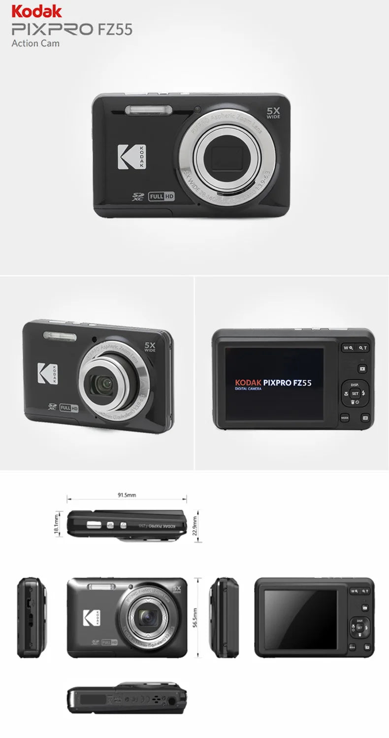 Cámara Digital Kodak PIXPRO FZ55 16MP Zoom Óptico 5X Full HD Vlogging