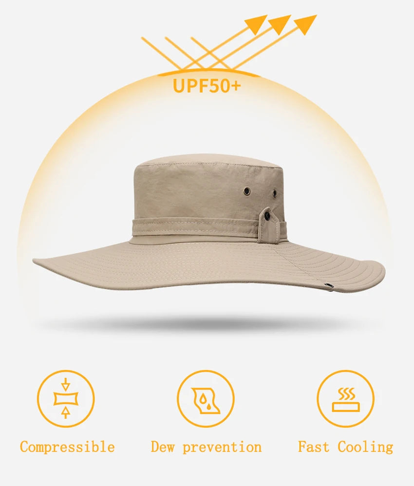 Sombrero Bucket Verano Hombre Ala Ancha Transpirable Anti UV Outdoor