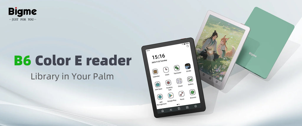Ebook Reader Bigme B6 6” E-Ink Android 14 4GB+64GB con Luz Ajustable