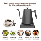 Hervidor Eléctrico Gooseneck 1200W con Control de Temperatura para Café y Té