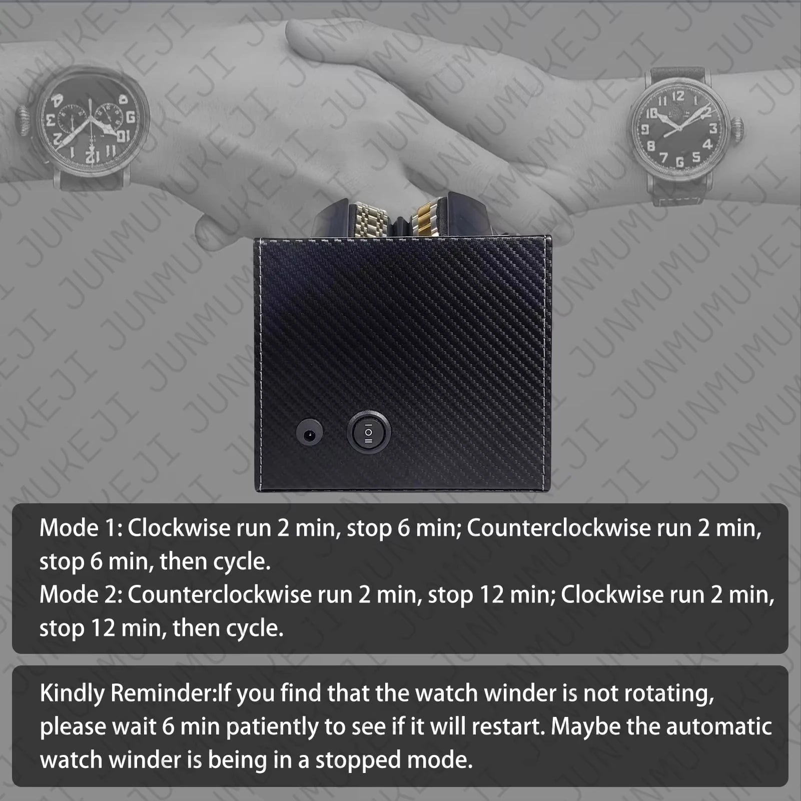 Watch Winder 3 Relojes Automáticos Caja Giratoria PU con Alimentación USB