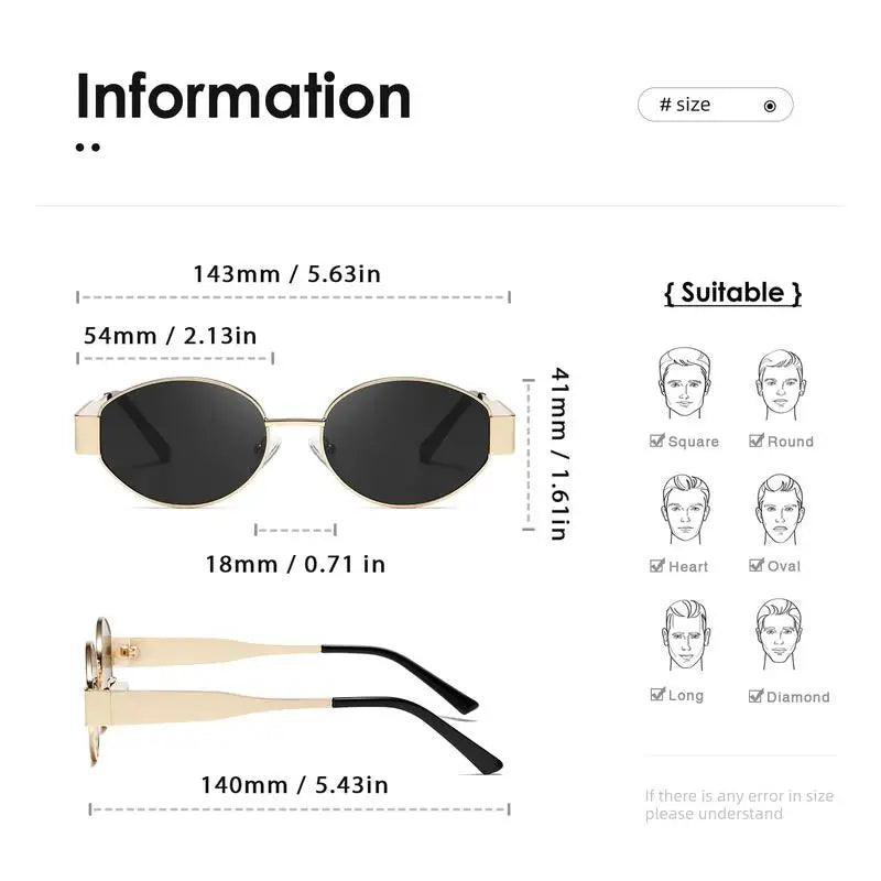 Gafas de Sol Steampunk Ovaladas Vintage Mujer UV400 Metal Retro