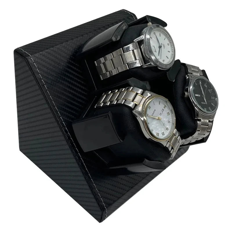 Watch Winder 3 Relojes Automáticos Caja Giratoria PU con Alimentación USB